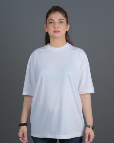 White Oversized Boxes Print Drop Shoulder T-shirt