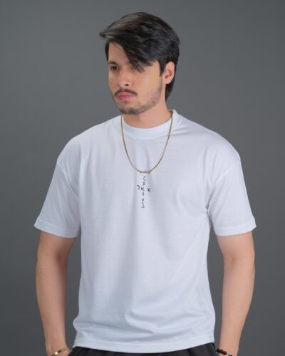 Travis Scott Power Of Love - White Oversized Drop-Shoulder T-Shirt (Print on Back)
